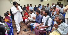 Jana Sena chief interacts with uddanam kidney patients